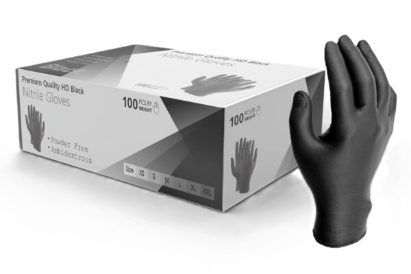 Heavy Duty Strong Disposable Black Nitrile Examination Gloves, Premium Quality| Medical | Mechanical | Industrial | Hair & Beauty | Food | Janitorial | Powder Free| Latex Free (Box of 100 gloves)